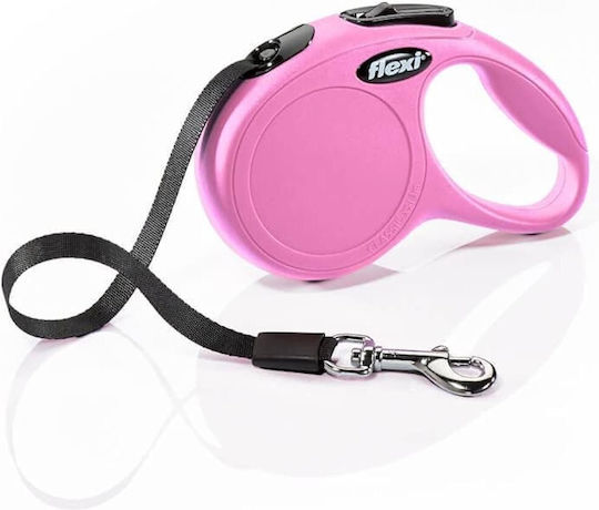 Πτυσσομενος Οδηγος Σκυλων Flexi New Classic S 5m 12kg Cord Ροζ