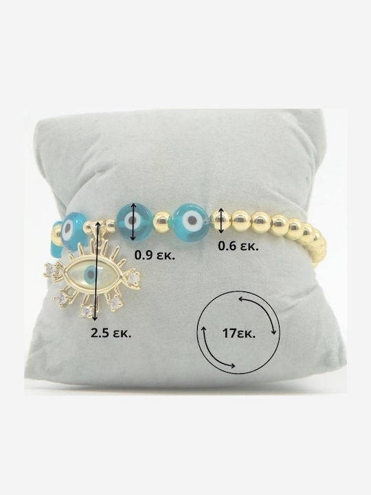 Women's Bracelet with Eye Design in Brass Gold Plated 17cm