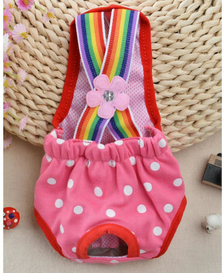Hundewindel Polka Dot Blau mit Riemen Rückseite 31cm