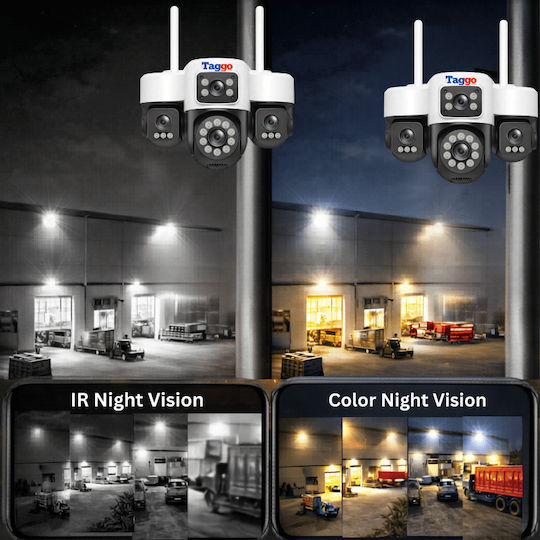 Taggo Lentile IP Quad Cameră De Supraveghere Wi-Fi Rezistentă La Apă Cu Difuzor