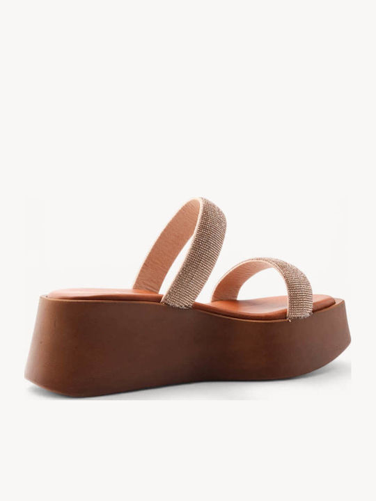 Μπρονζέ Flatforms Διπλό Λουράκι Γκλίτερ