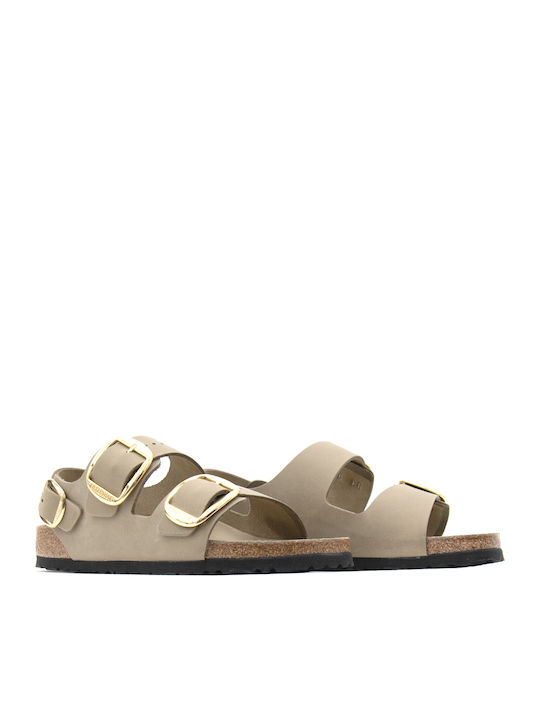 Milano Leder Flache Damen Sandalen Braun Schmal Passform