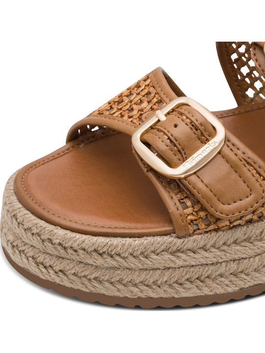 Leather Women's Flat Sandals Brown