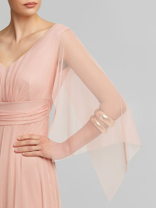 Maxi Dress for Wedding Christening with Tulle Salmon