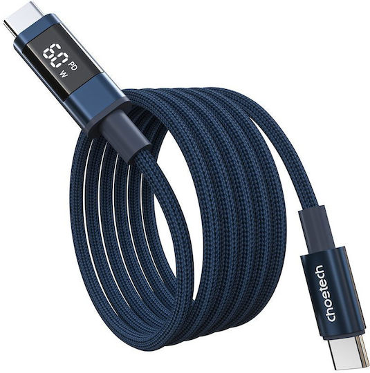 Choetech USB 2.0 Cable USB-C male - USB-C 60W PD Μπλε 1.2m