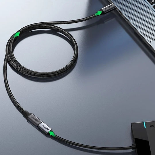 Braided USB 3.2 Video Cable USB-C Male - USB-C Female 100W Black 1m