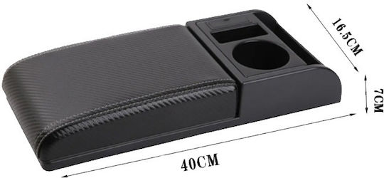 Additional Car Armrest Cup Holder & Storage Space & 2 USB Ports Black Universal