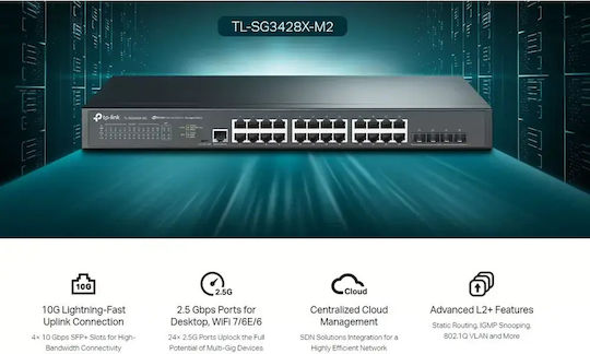 TP-LINK TL-SG3428X-M2 v1 Verwaltet L2 Switch mit 24 Ports Ethernet und 4 SFP Ports