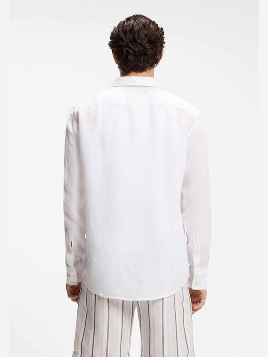 Relegant Long Sleeve Linen Shirt White
