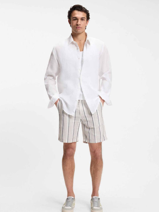 Relegant Long Sleeve Linen Shirt White