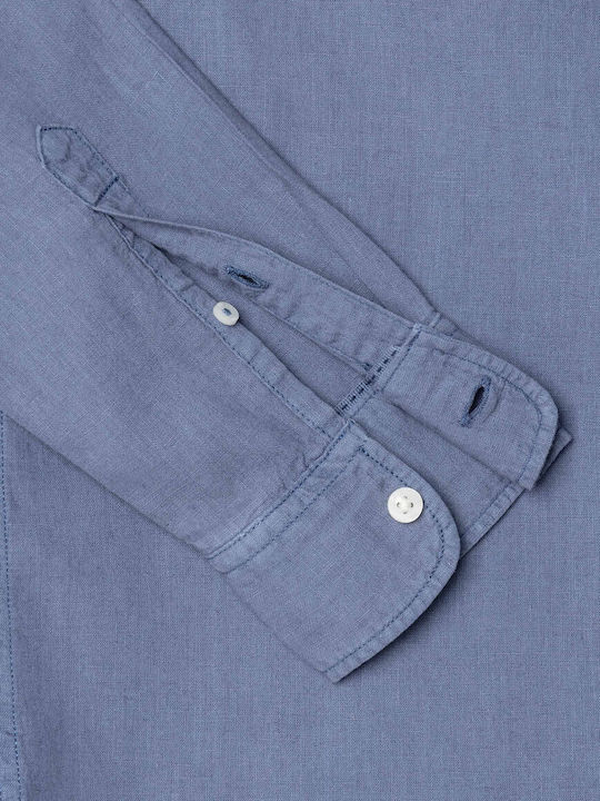 Pepe Jeans Long Sleeve Linen Shirt in Regular Fit Navy Pepe Jeans Long Sleeve Linen Shirt in Regular Fit Navy