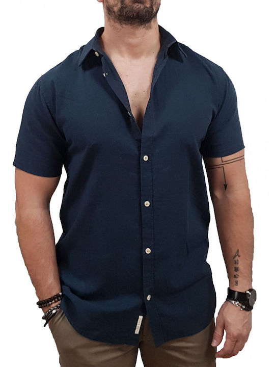 Rebase Leinen Hemd Navy
