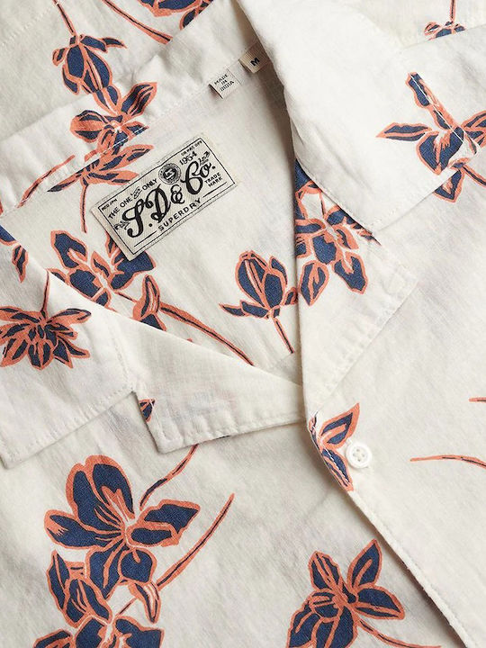 Ovin Kurzärmeliges Herrenhemd Lotus Flower Off-White