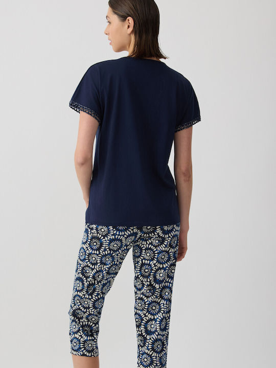 Minerva Summer Women's Cotton Blue Pyjama Set Boheme