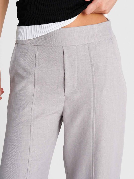 Women's Fabric Trousers with Rubber Band Gray