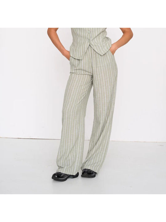 Women's Fabric Trousers in Relaxed Fit Green