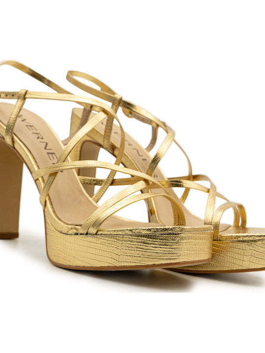 Leder Damen Sandalen Gold