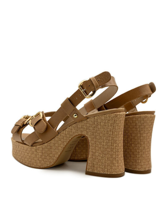 Damen Sandalen Leder Tabac Braun