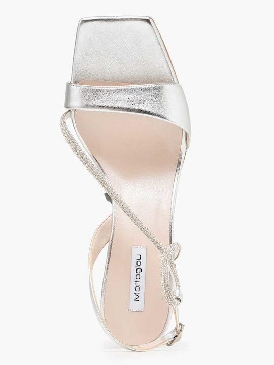 Damen Sandalen Aus Leder Silber