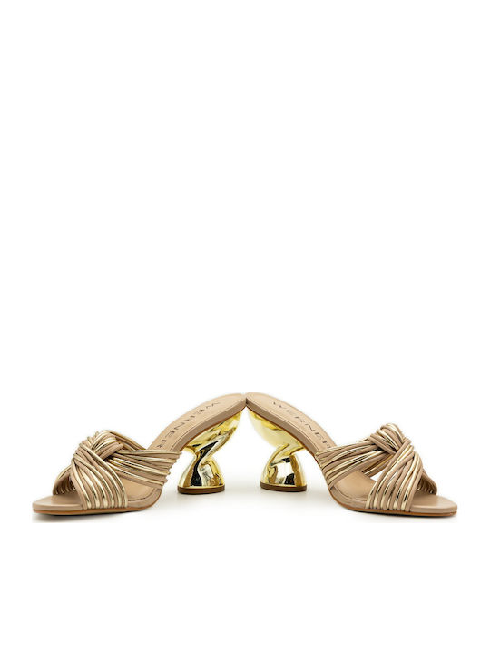 Leder Damen Sandalen Gold