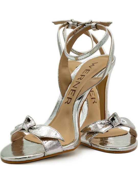 Leder Damen Sandalen Silber