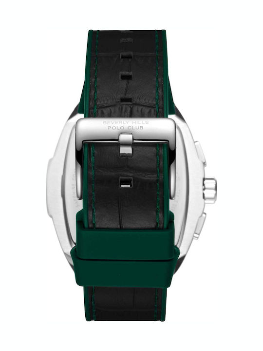 Beverly Hills Polo Club Dual Time Ανδρικό Ρολόι Μπαταρίας με Μαύρο Καουτσούκ Λουράκι