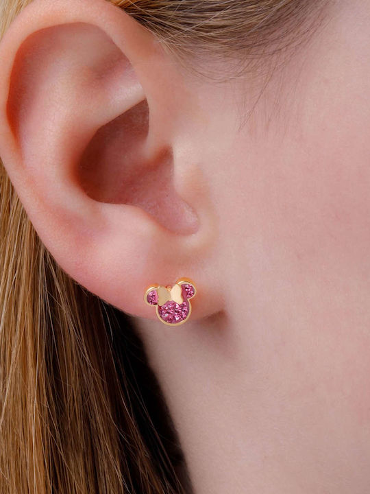 Disney Minnie Mouse Kids Stud Earrings with Stones Made of Steel
