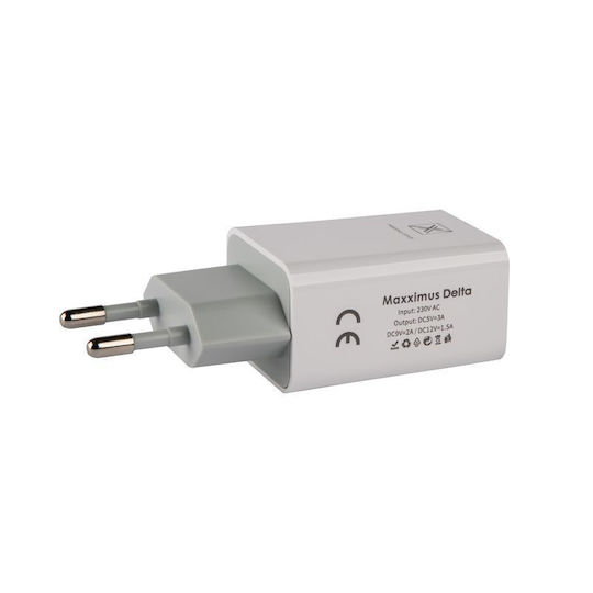 Maxximus Зарядно без кабел с USB-A порт Quick Charge 3.0 Бял (Delta)