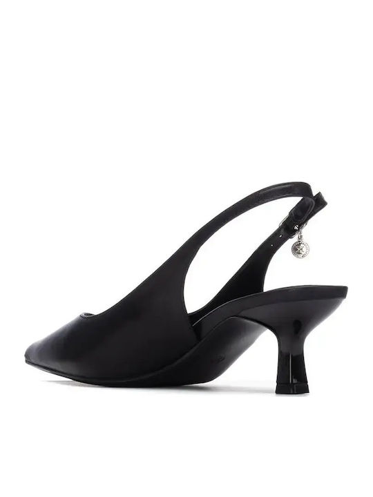 Heels with Strap & Medium Heel Animal Print Black