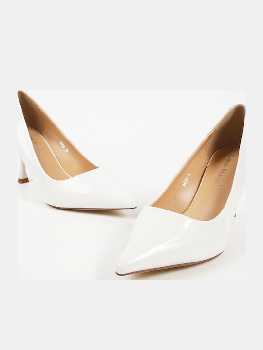 Pointed Toe Heels In White Patent Leather