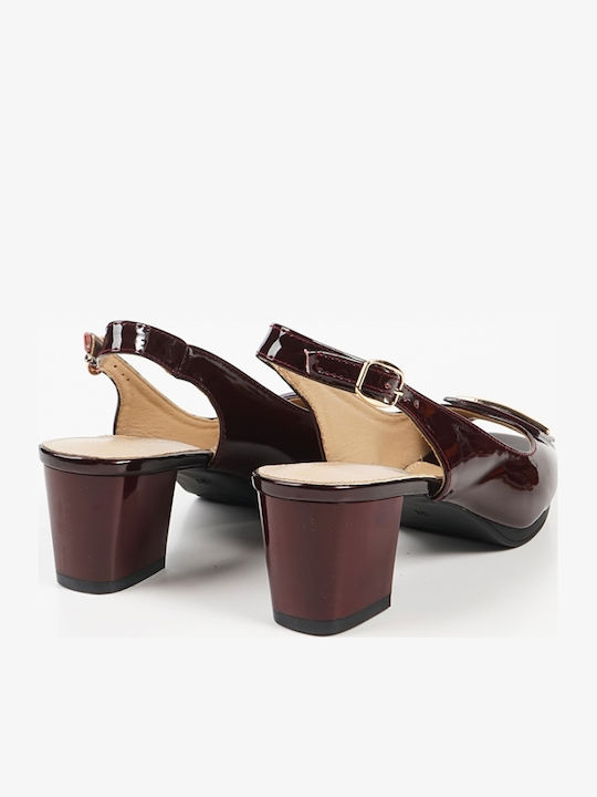 Patent Leather Heels with Strap Burgundy