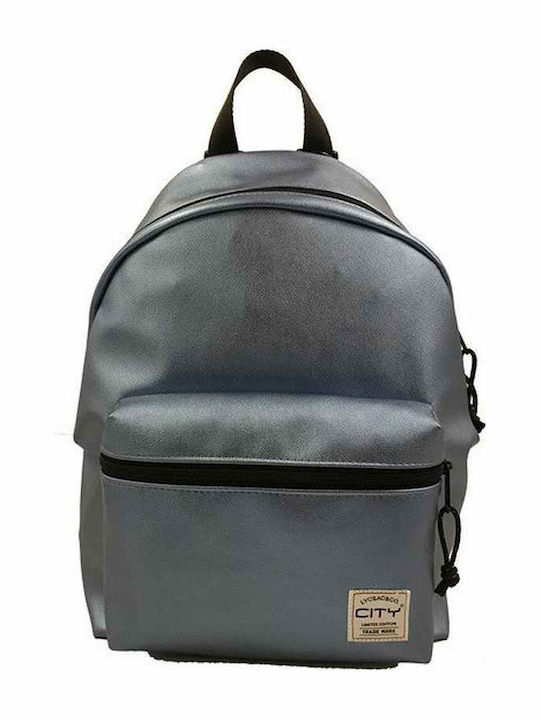 Lyc Sac Limited Edition Blue Metal Σχολική Τσάντα Πλάτης Γυμνασίου - Λυκείου Ασημί