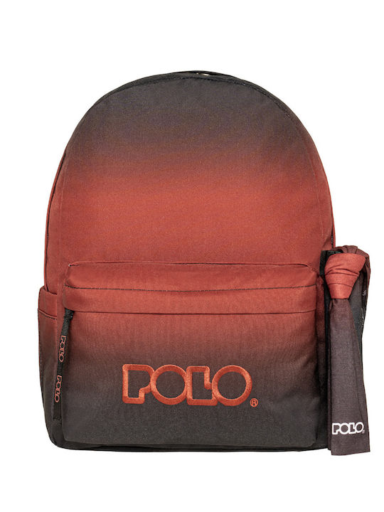 Polo Double Scarf School Backpack Elementary Burgundy With Water Bottle Holder 27 Litre 2026