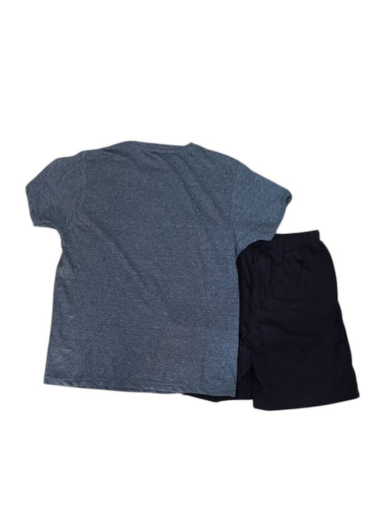 Ogham Sommer Herrenpyjama Bluse Marineblau