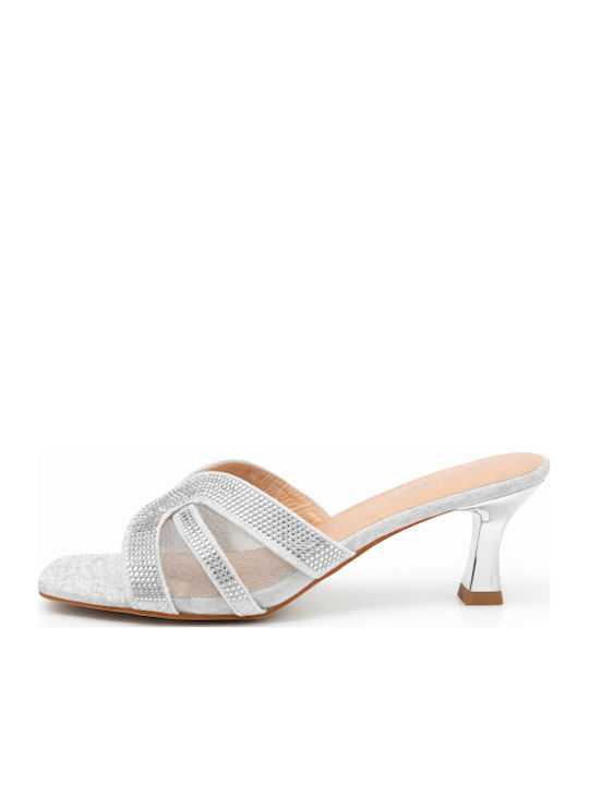 Mules With Thin High Heel In Silver Colour SP-OR523-26ML-SILVER