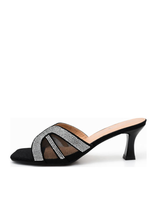Mules With Thin High Heel In Black Color