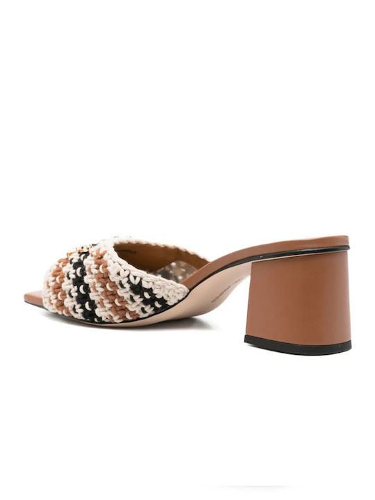 Women's Mules with Chunky High Heel in White Color