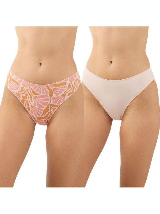 Damen-Slips Brazil 2er Pack Rosa-Koralle