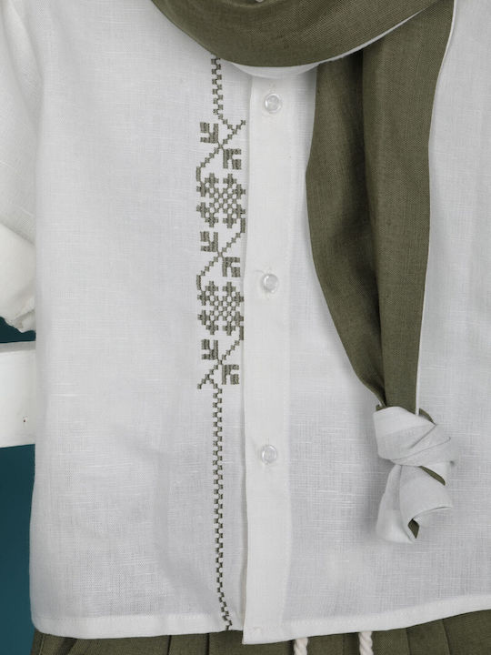 Bambolino Baptism Suit for Boy Linen Green