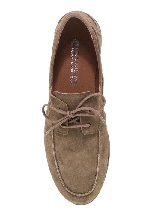 Leather Women's Loafers in Beige Colour