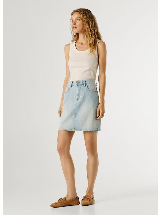 Denim High Waist Mini Skirt Blue