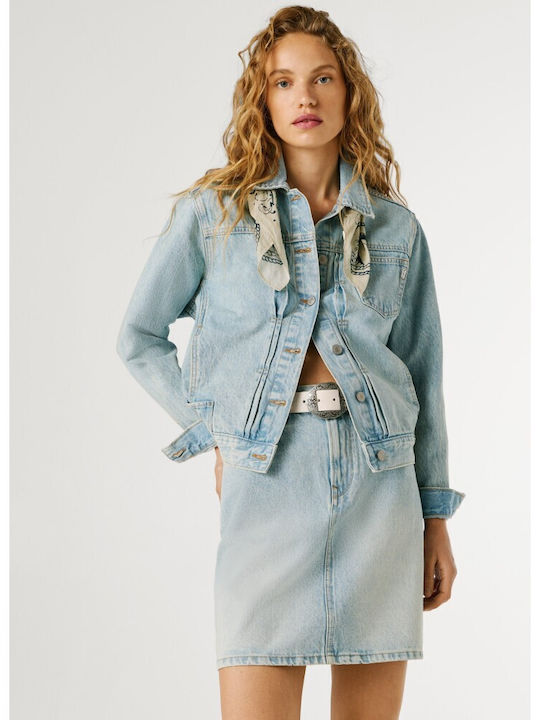 Denim High Waist Mini Skirt Blue
