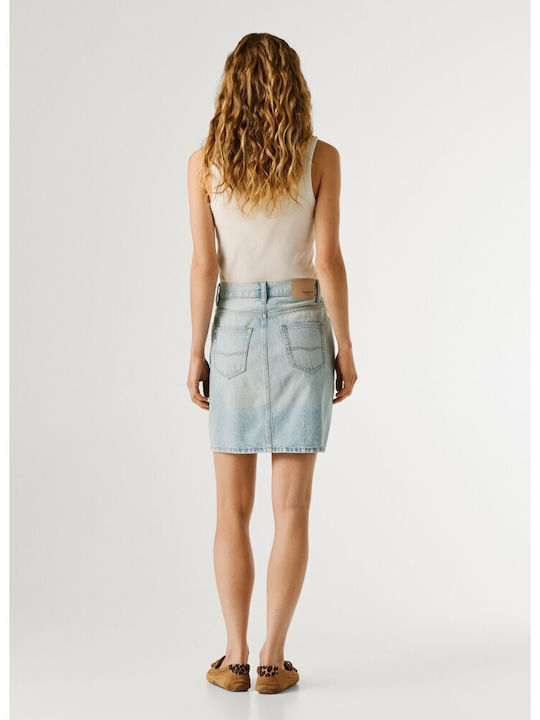 Denim High Waist Mini Skirt Blue