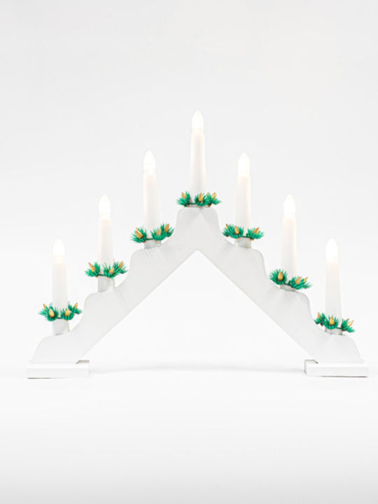 Eurolamp Christmas Wood White Candlestick 39x30cm