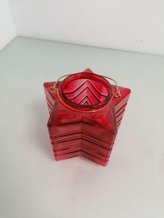 blokker Christmas Glass Red Candlestick 17x17cm