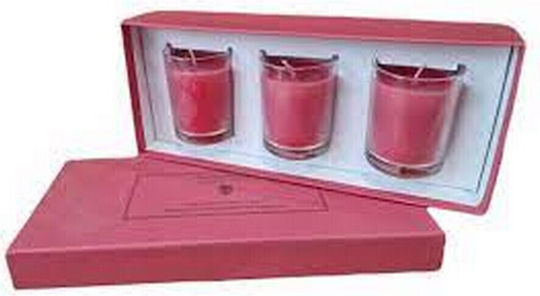 JK Home Decoration Χριστоулгенски свещи и свещници Стъклен Свещ Червен 24.5x6.5см. 3бр