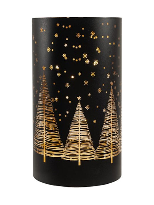 Zen Collection Χριστουγεννιάτικο Γυάλινο Κηροπήγιο Μαύρο 16x9εκ.