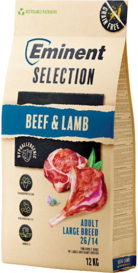 Eminent 12kg Dry Food Grain-Free for Adult Large Breed Dogs with Beef, Lamb, Meat, Duck, Calf, Fish and Pork