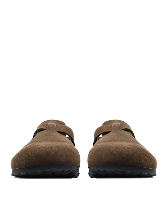 Birkenstock Leather Winter Women's Slippers Brown Regular Fit