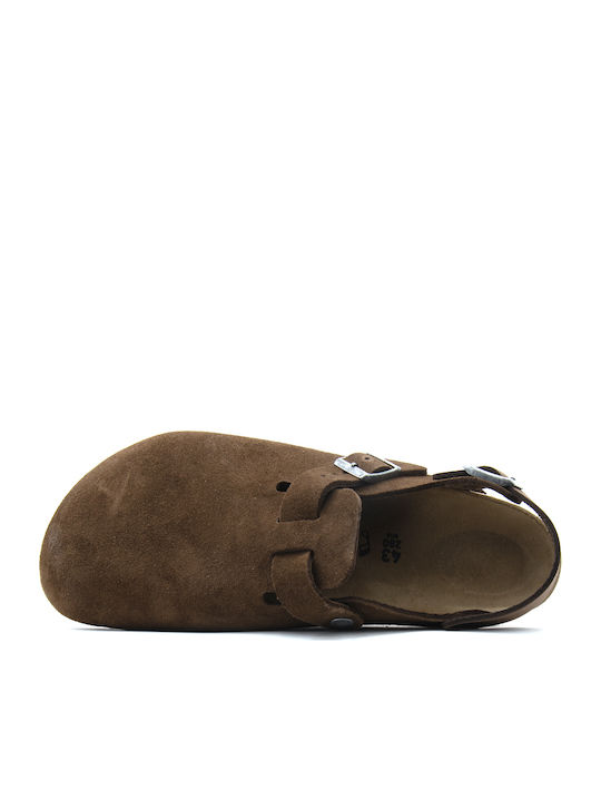 Leather Winter Women's Slippers Brown Regular Fit